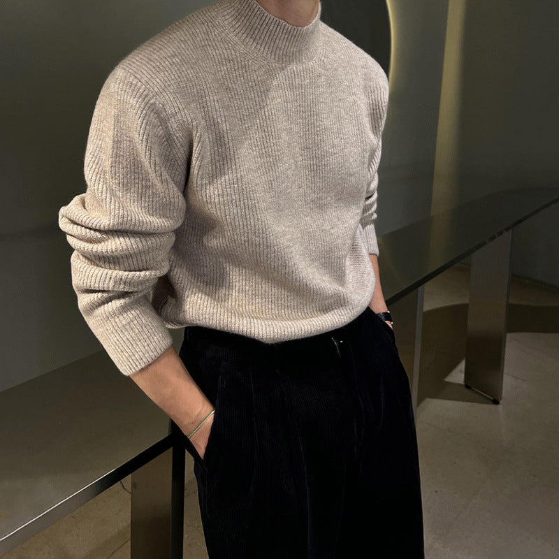 Cozy Elegance: Half-Turtleneck Knit Pullover for Effortless Winter Style