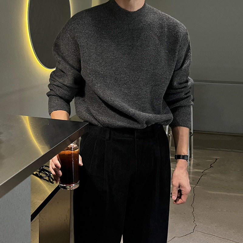 Cozy Elegance: Half-Turtleneck Knit Pullover for Effortless Winter Style